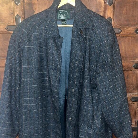 Ralph Lauren Jackets & Blazers - Vintage Ralph Lauren Blue Plaid  Wool Trench Coat  size  8
